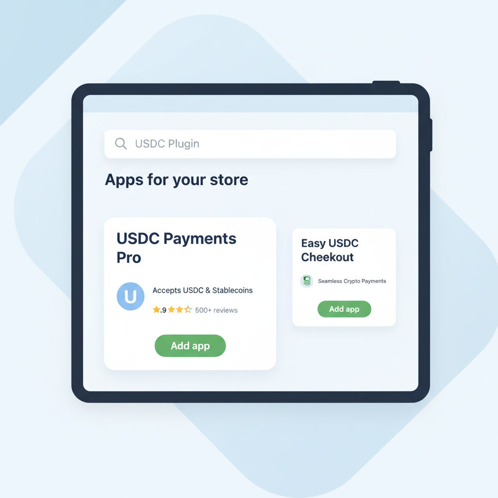 shopify app store search results for USDC plugin minimalist